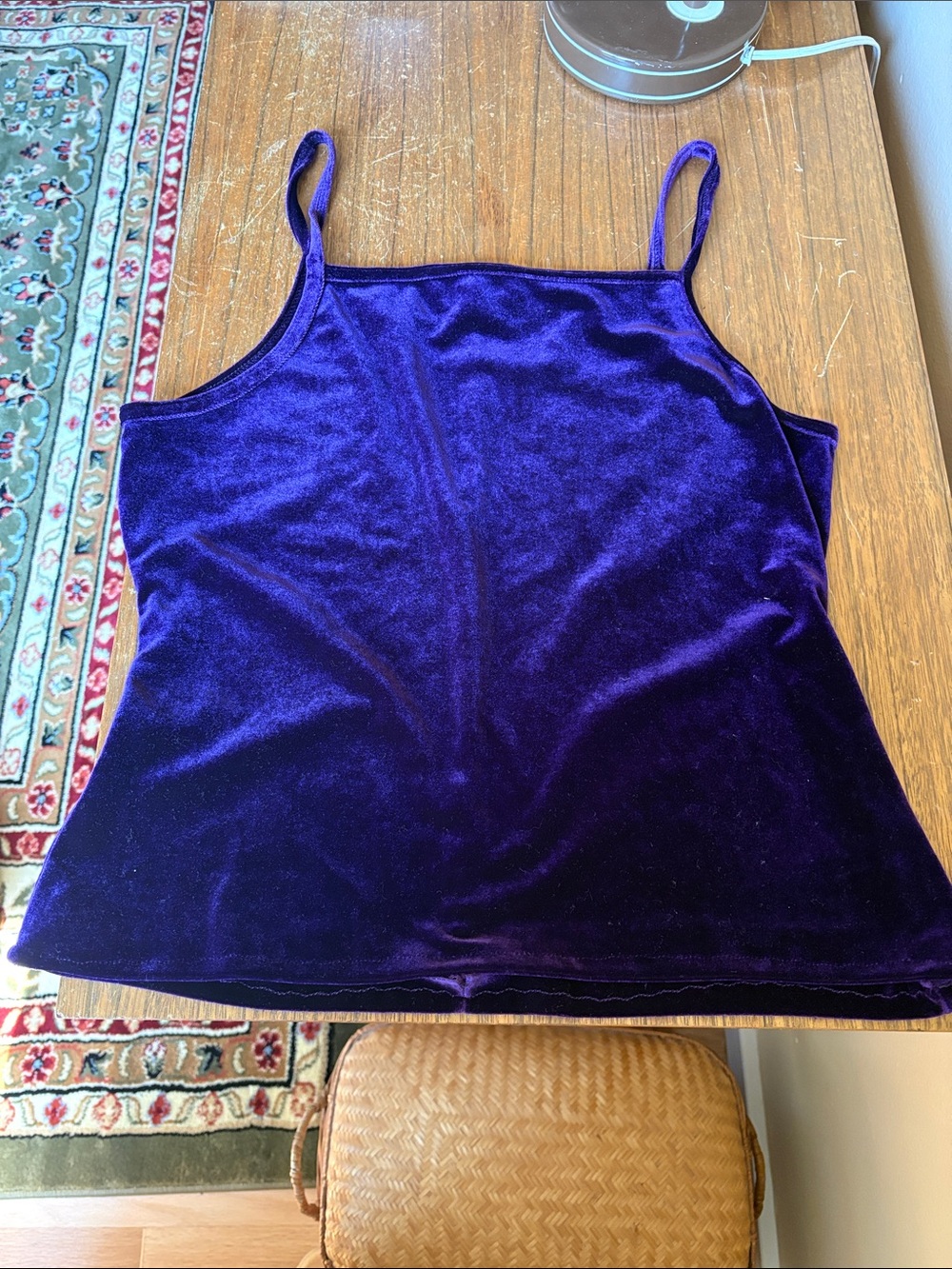 Vintage Deep Purple Velvet Spaghetti Strap Cami